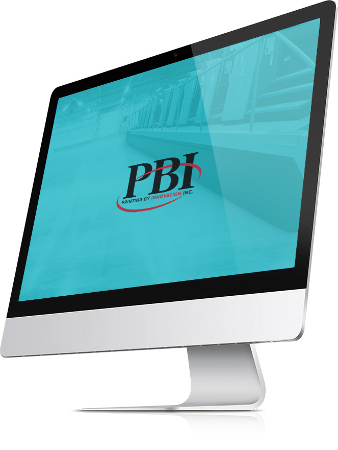 A Mac desktop with the PBI logo displayed.