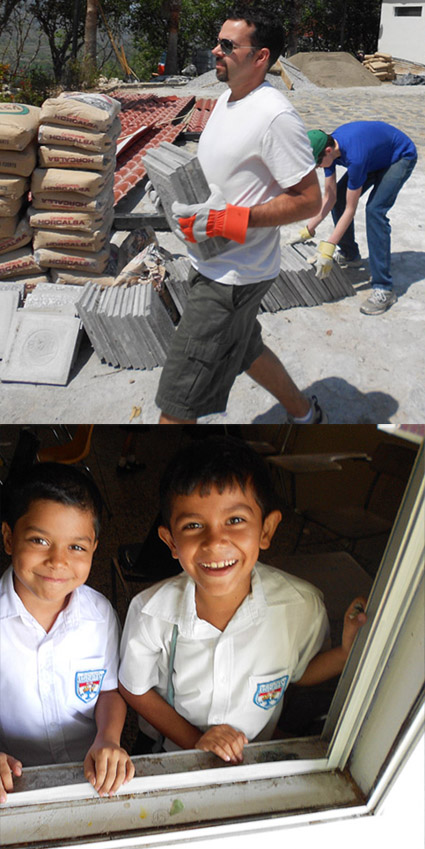 Hope of Life volunteer, and children smiling