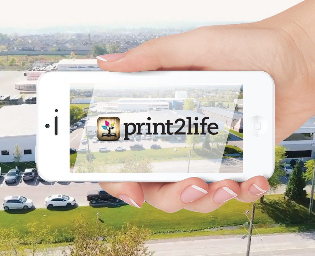 print2life logo displayed horizontally on a white iPhone.